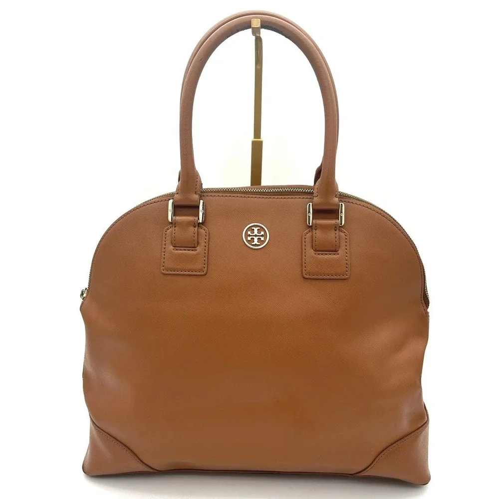 Tory Burch Women's Robinson Dome Satchel Tan Saffiano Leather Handbag